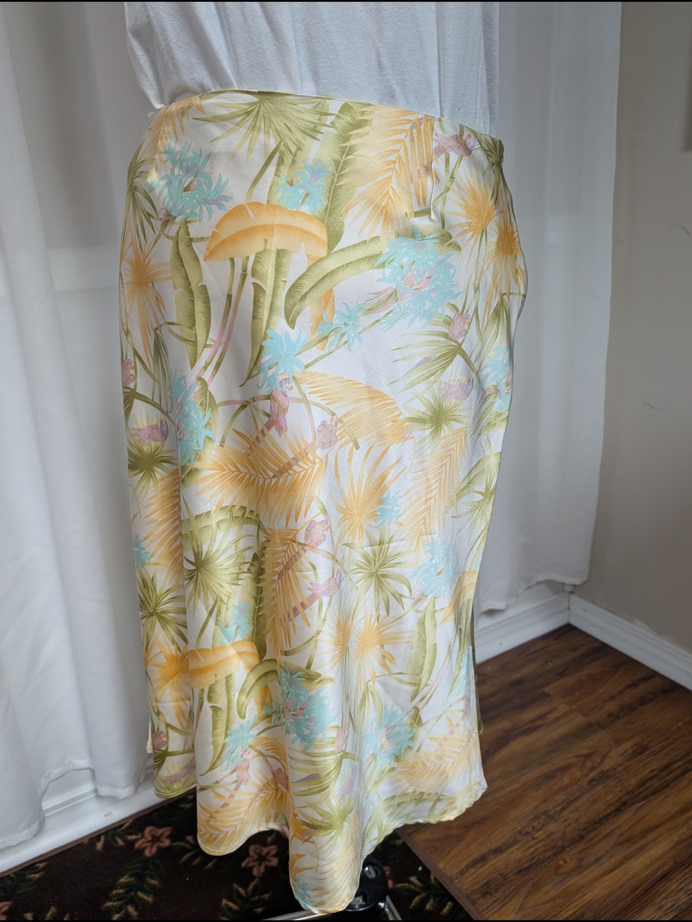 Tori Richard Yellow Multi Tropical Silk Skirt